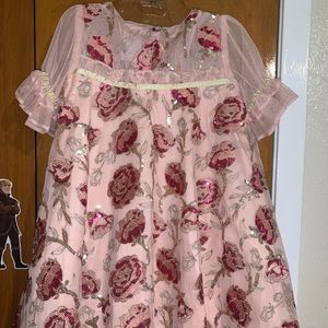 Pink little girls Belle inspired Disney dress